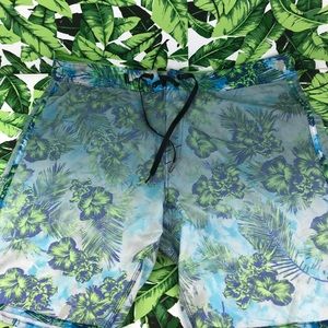 Oakley Blue Floral Board Shorts Swim Trunks